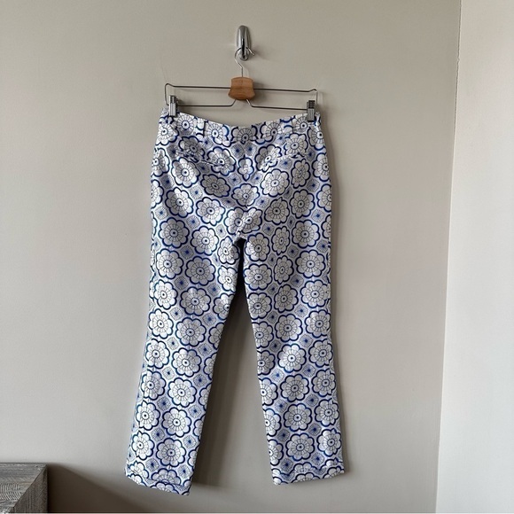 Diane Von Furstenberg-Embroidered Floral 100% Silk Crop Dress Trouser (Size:4) - Picture 2 of 12